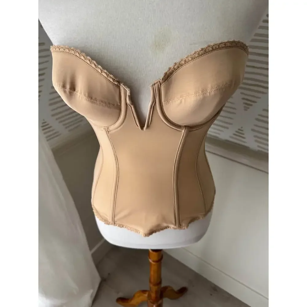 Dominique 34B Mocha Vivienne Convertible Strapless V Wire Longline Corset Bra